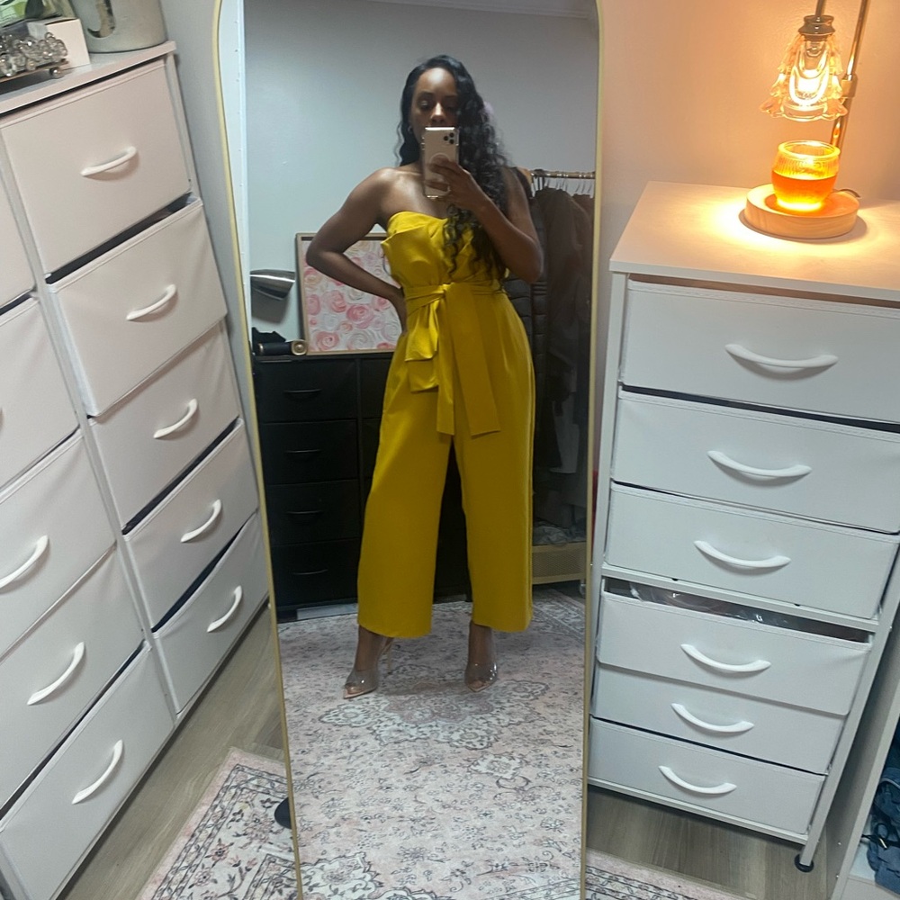 Yellow Strapless Jumpsuit